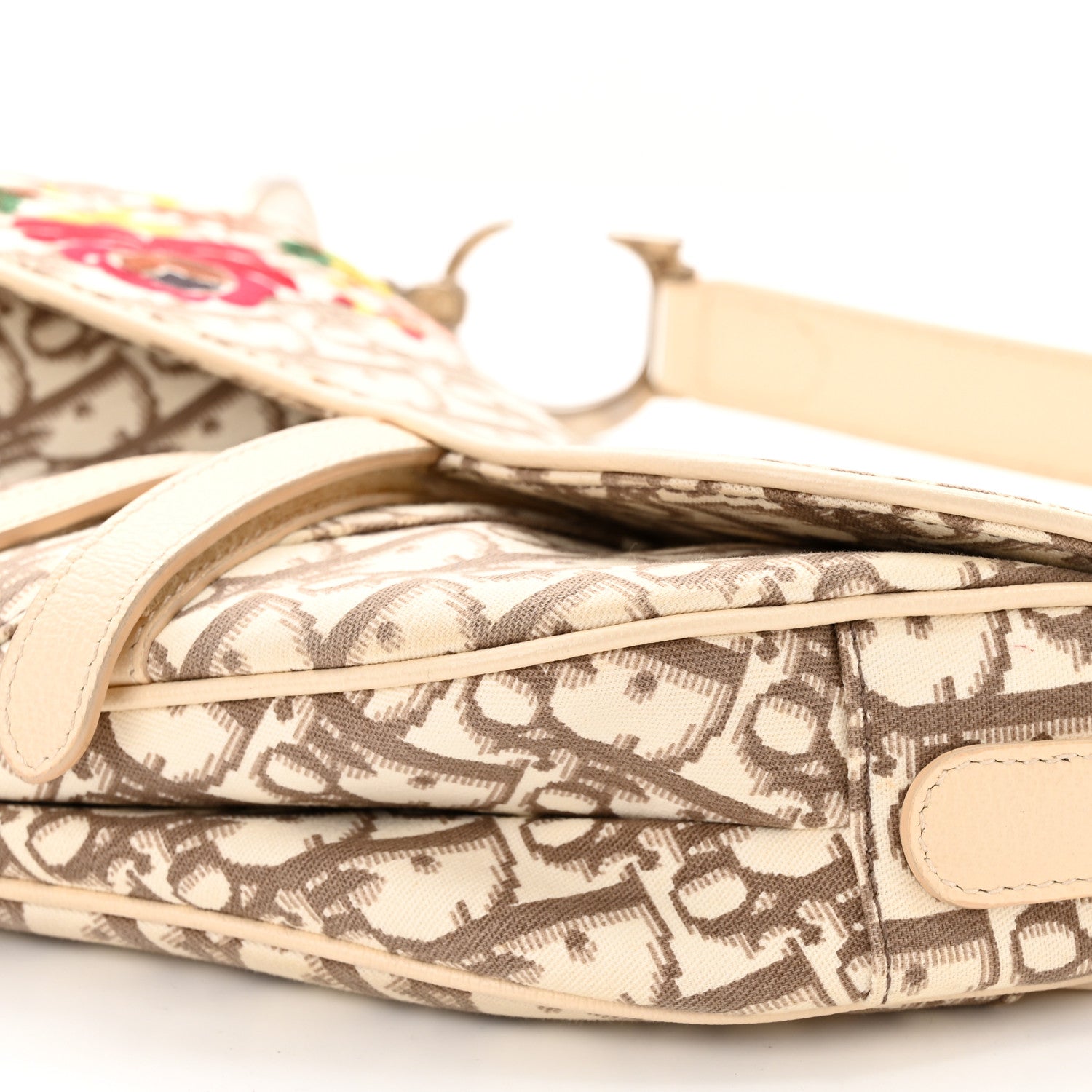 Christian Dior Monogram Vintage Flowers Saddle Bag Beige 10 of 16