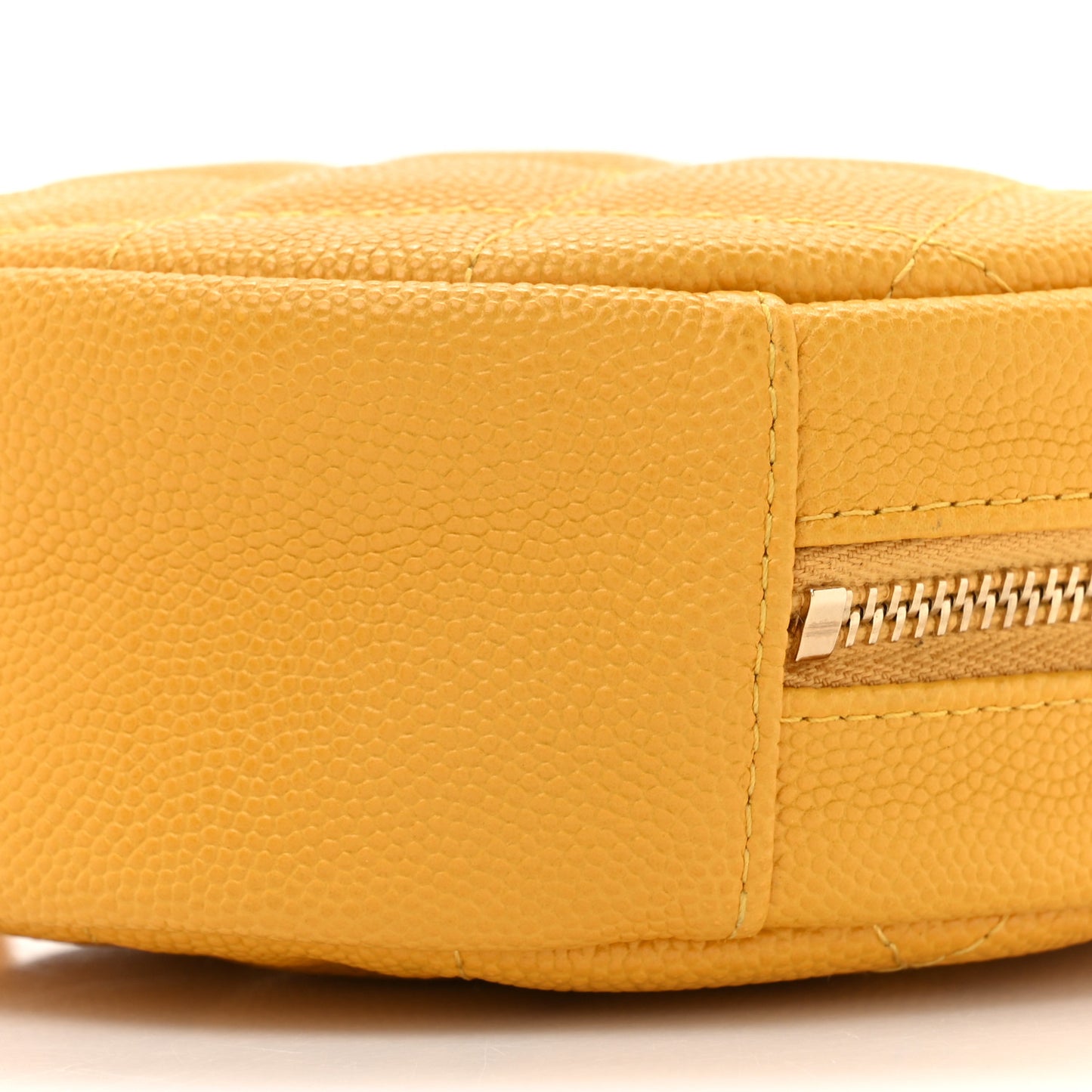 Caviar Quilted Round Clutch With Chain Yellow