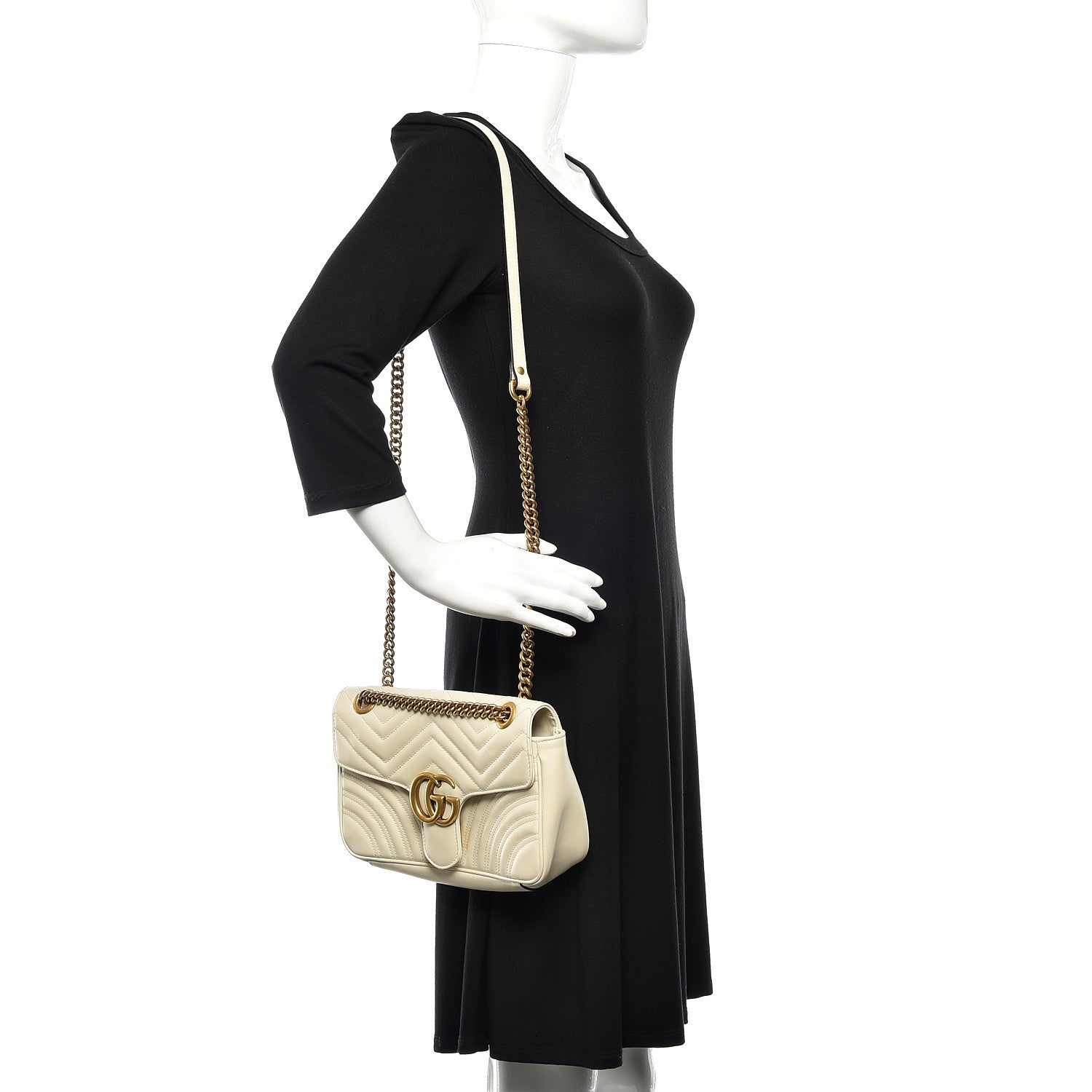 Gucci Calfskin Matelasse Small GG Marmont Shoulder Bag White 2 of 11