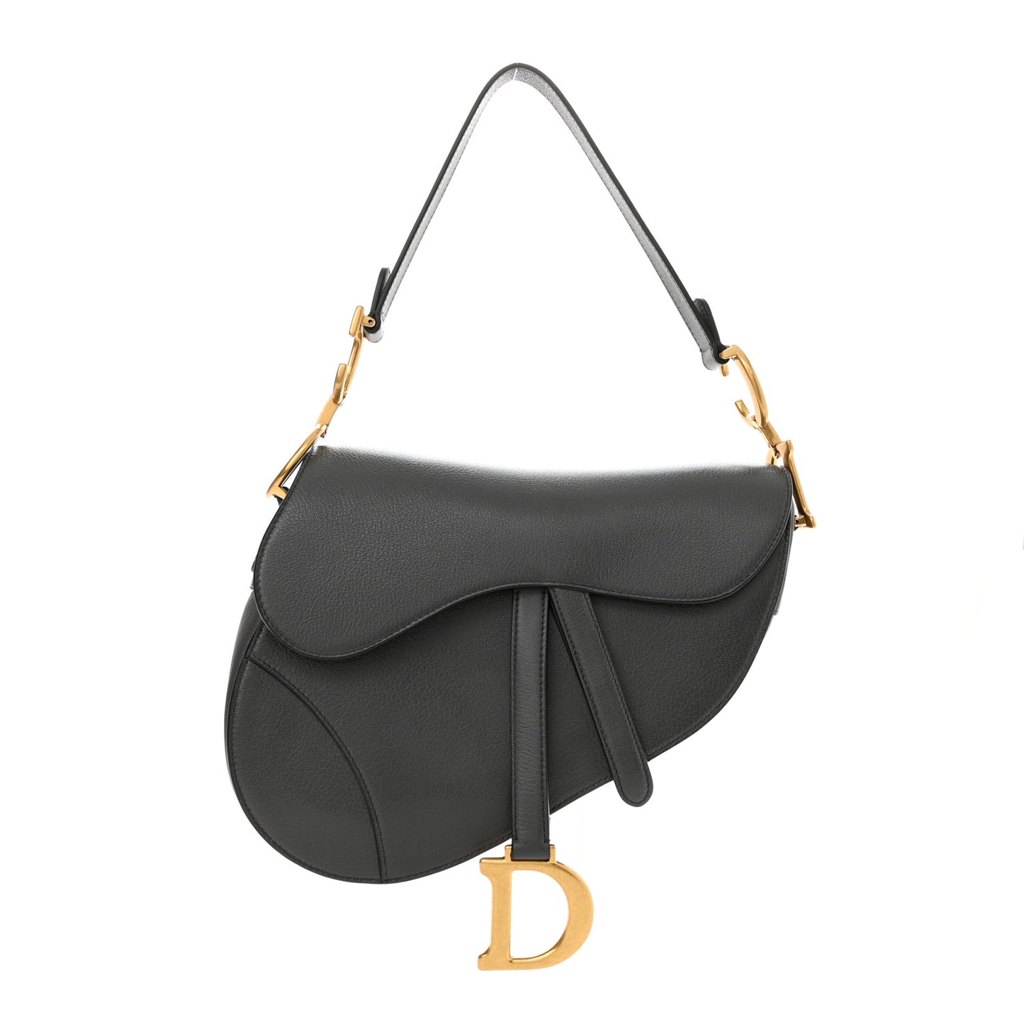 Shiny Goatskin Saddle Bag Grey