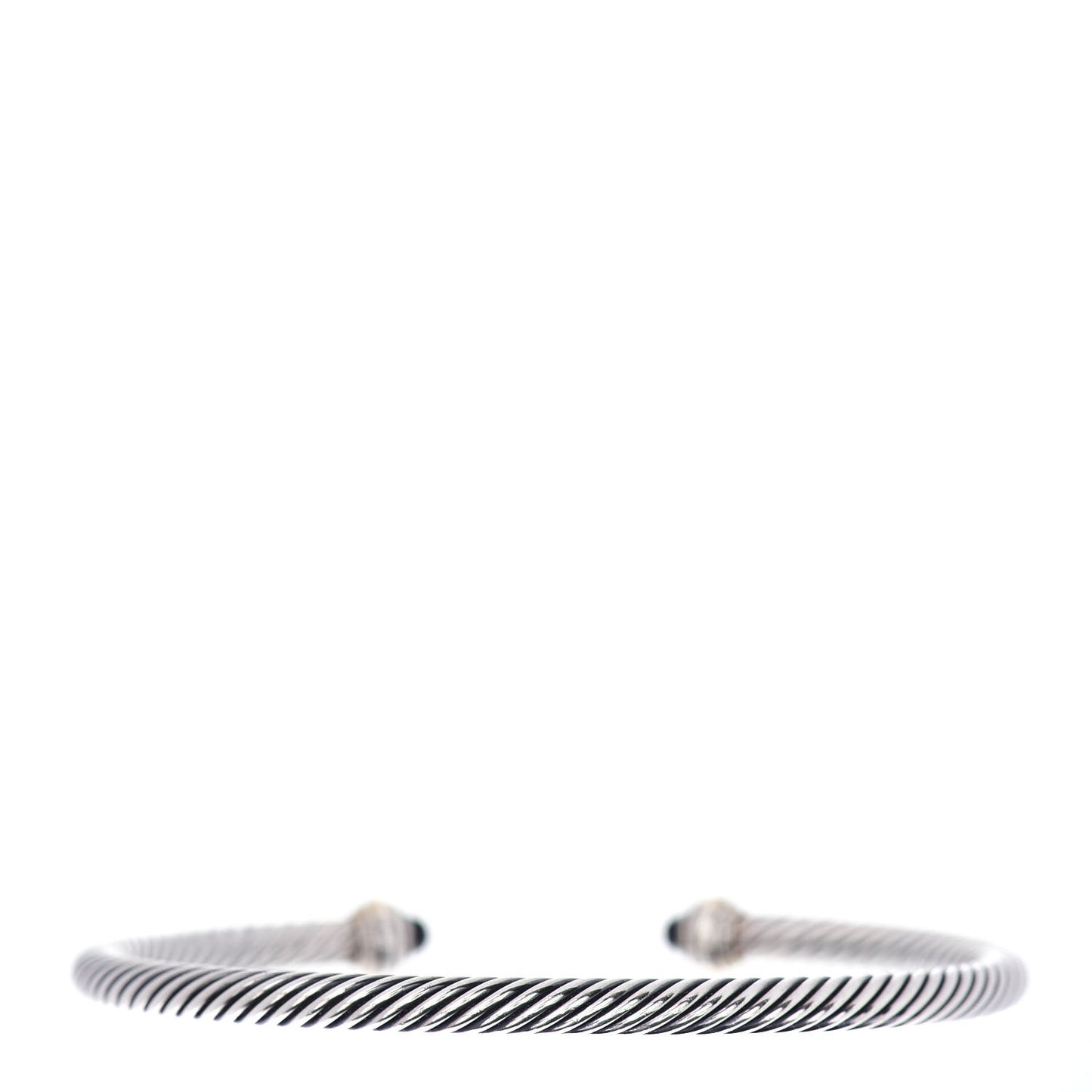Sterling Silver 18K Yellow Gold Black Onyx 4mm Cable Classics Bracelet