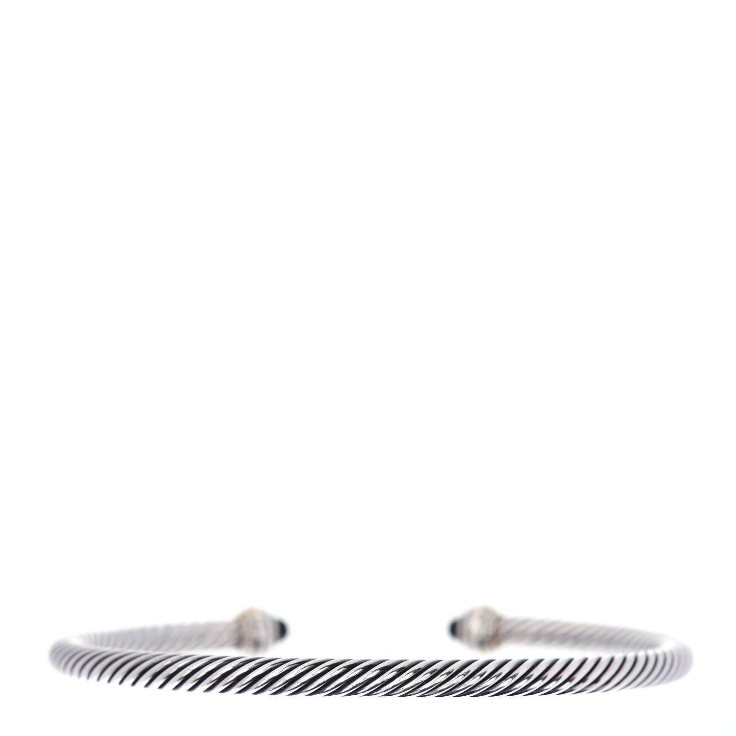 David Yurman Sterling Silver 18K Yellow Gold Black Onyx 4mm Cable Classics Bracelet 3 of 4
