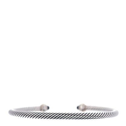 David Yurman Sterling Silver 18K Yellow Gold Black Onyx 4mm Cable Classics Bracelet 3 of 4