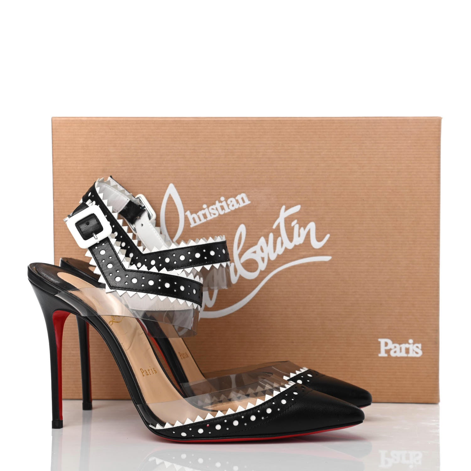 Christian Louboutin Patent Kid PVC Chouette 100 Pumps 37.5 Black 23 of 24