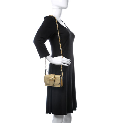 Burberry Metallic Soft Grain Calfskin Mini Phone Buckle Bag Gold 2 of 11