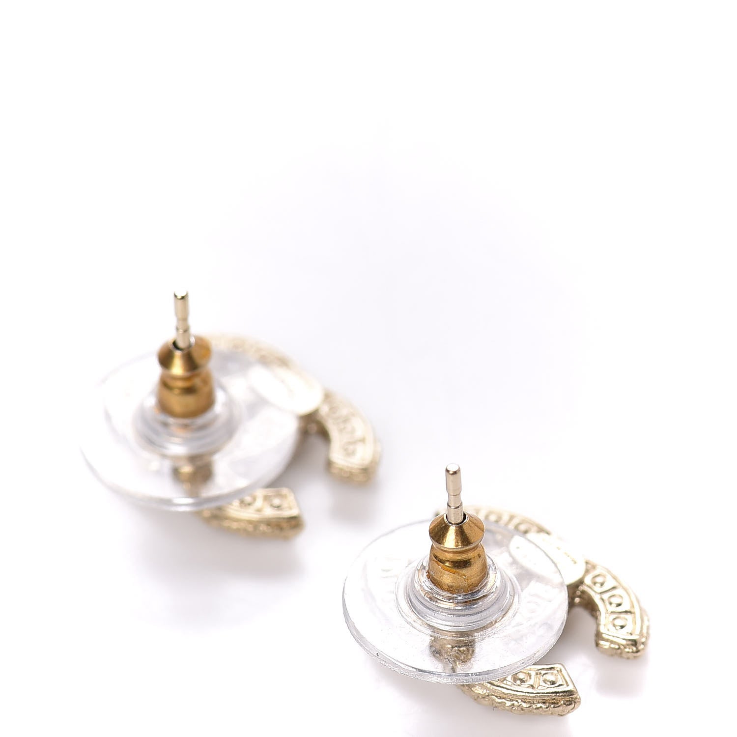 Chanel Metal Graduated Pearl Crystal CC Earrings Light Gold 3 of 5