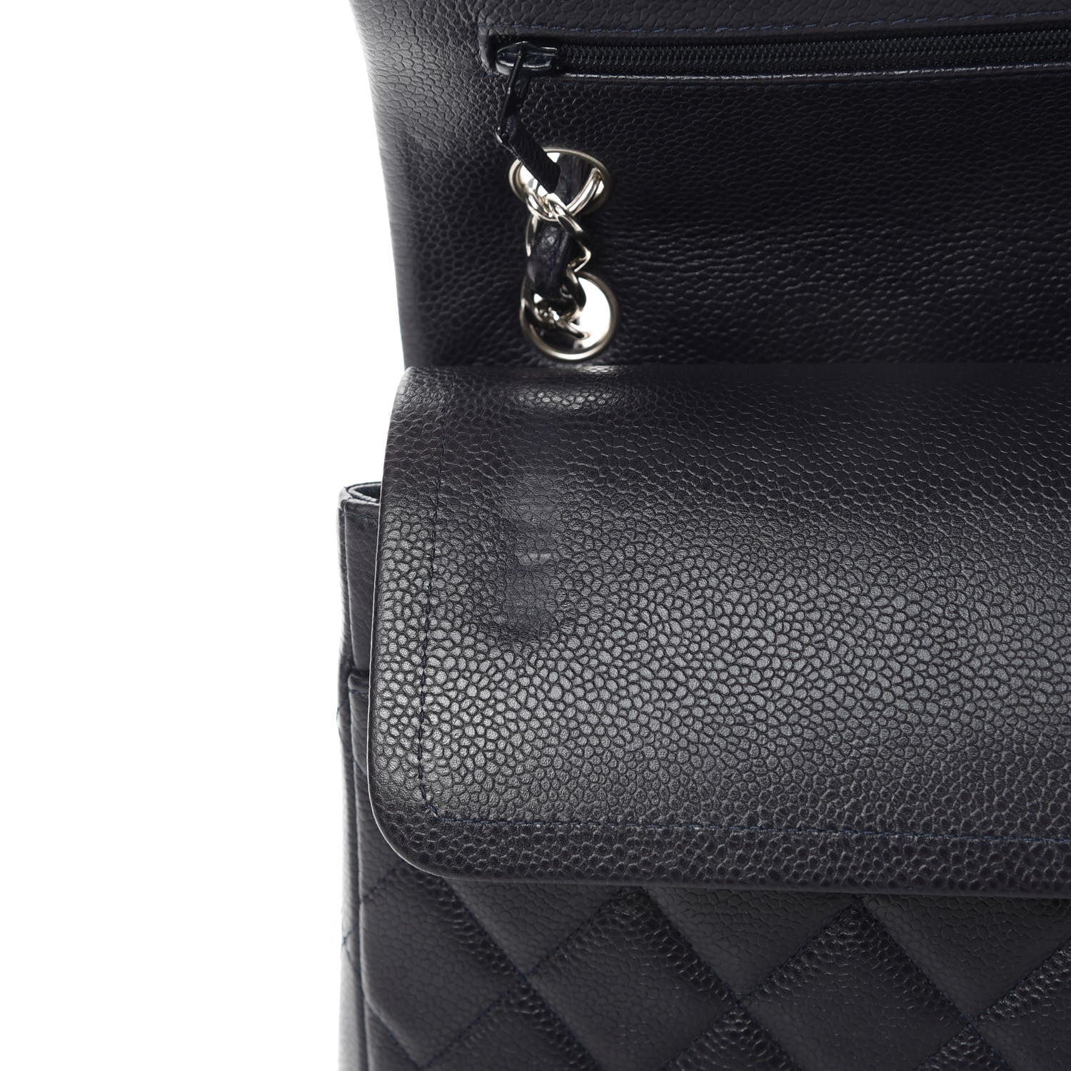 Chanel Caviar Quilted Jumbo Double Flap Navy Blue 12 of 12