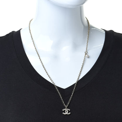 Chanel Pearl Crystal CC Pendant Necklace Gold 2 of 6