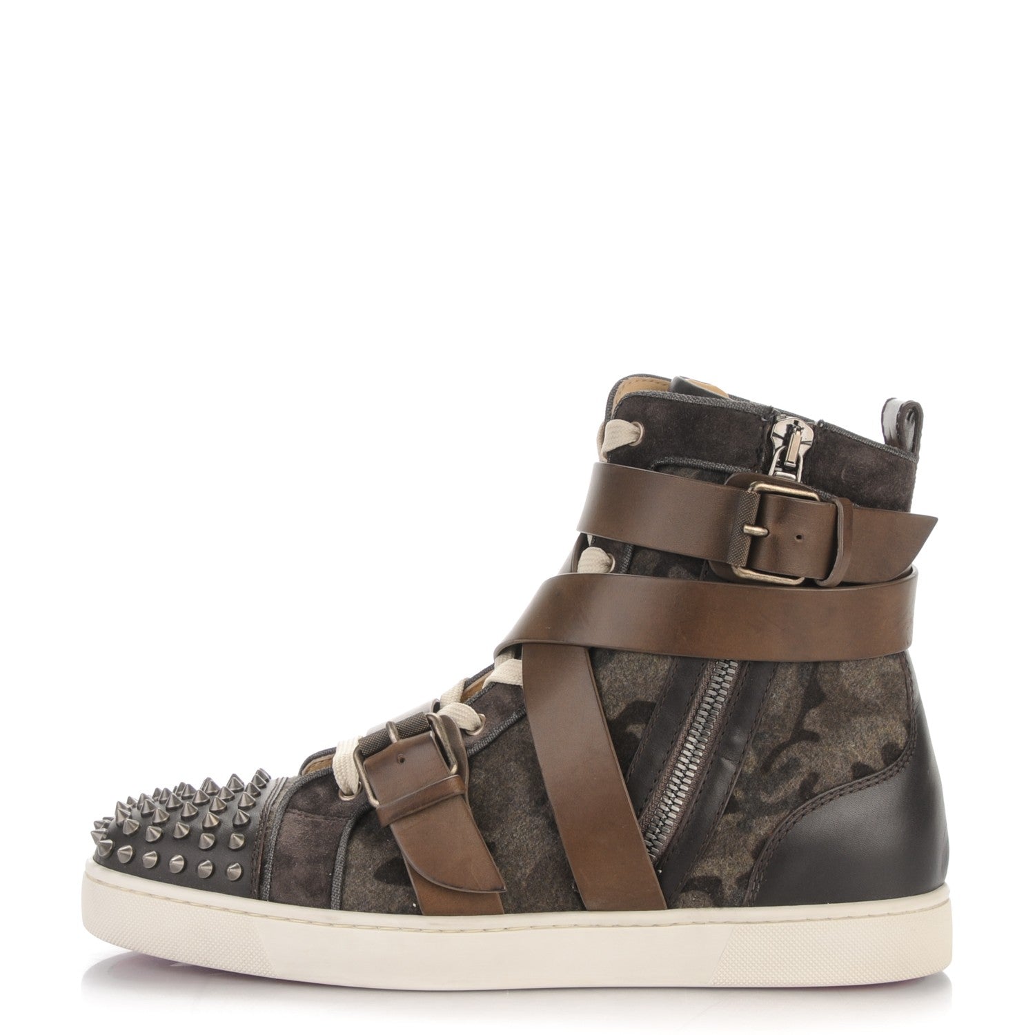 Christian Louboutin Flannel Snap Shoot Spikes Flat Mens Sneakers 43.5 1 of 8