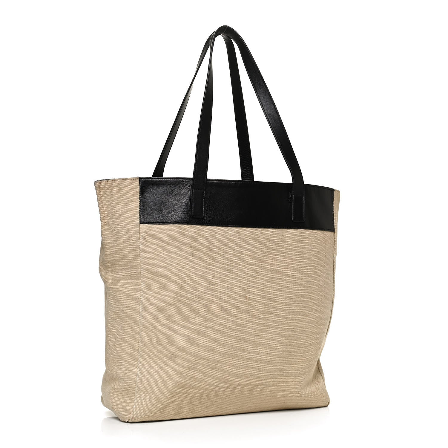 Saint Laurent Calfskin Canvas North South Reversible Shopping Tote Black 3 of 15