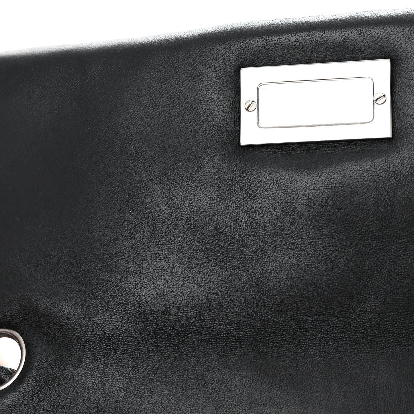 Glazed Crackled Calfskin Mademoiselle Flap Black