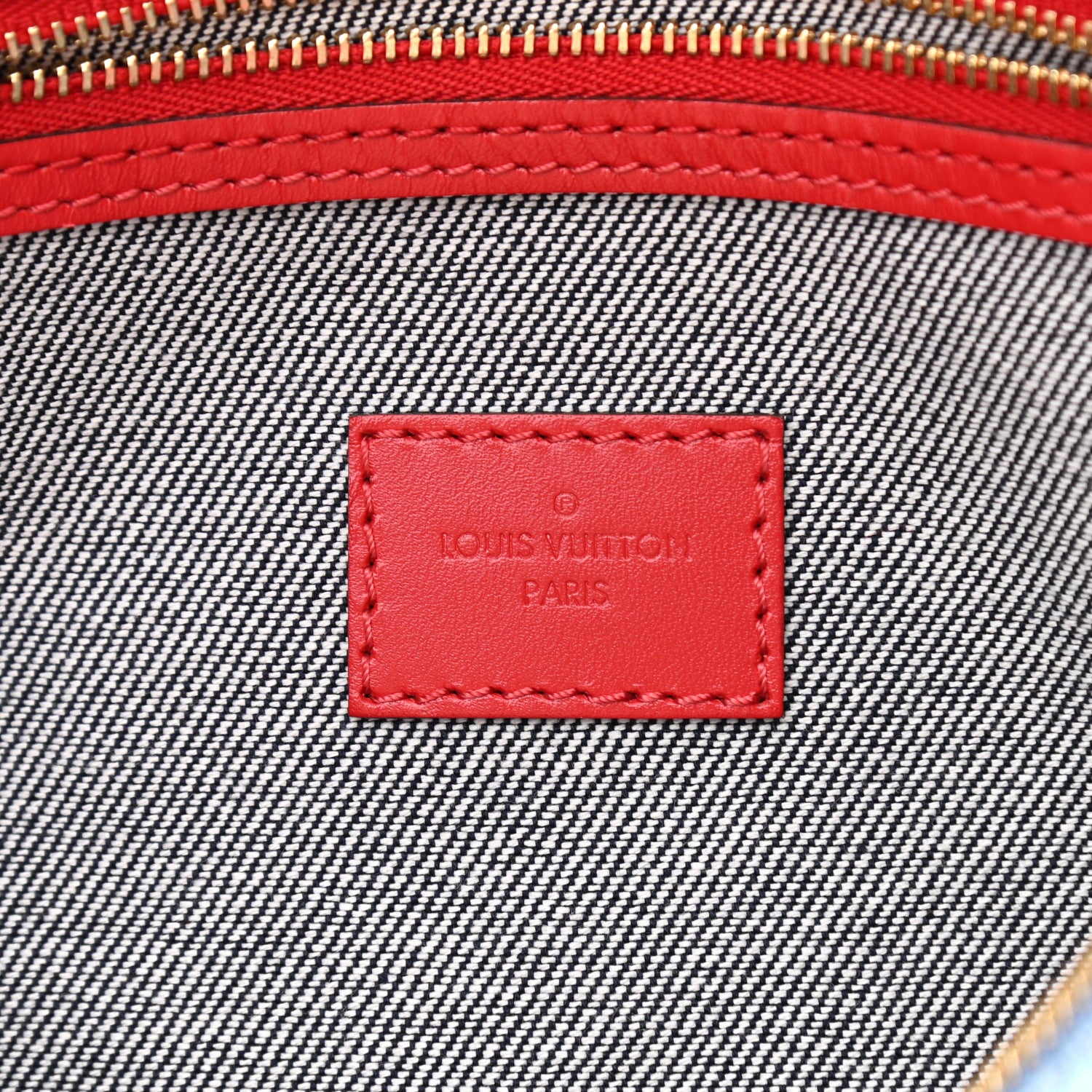 Louis Vuitton Denim Damier Monogram Patchwork Speedy Bandouliere 30 Blue Rouge 7 of 11