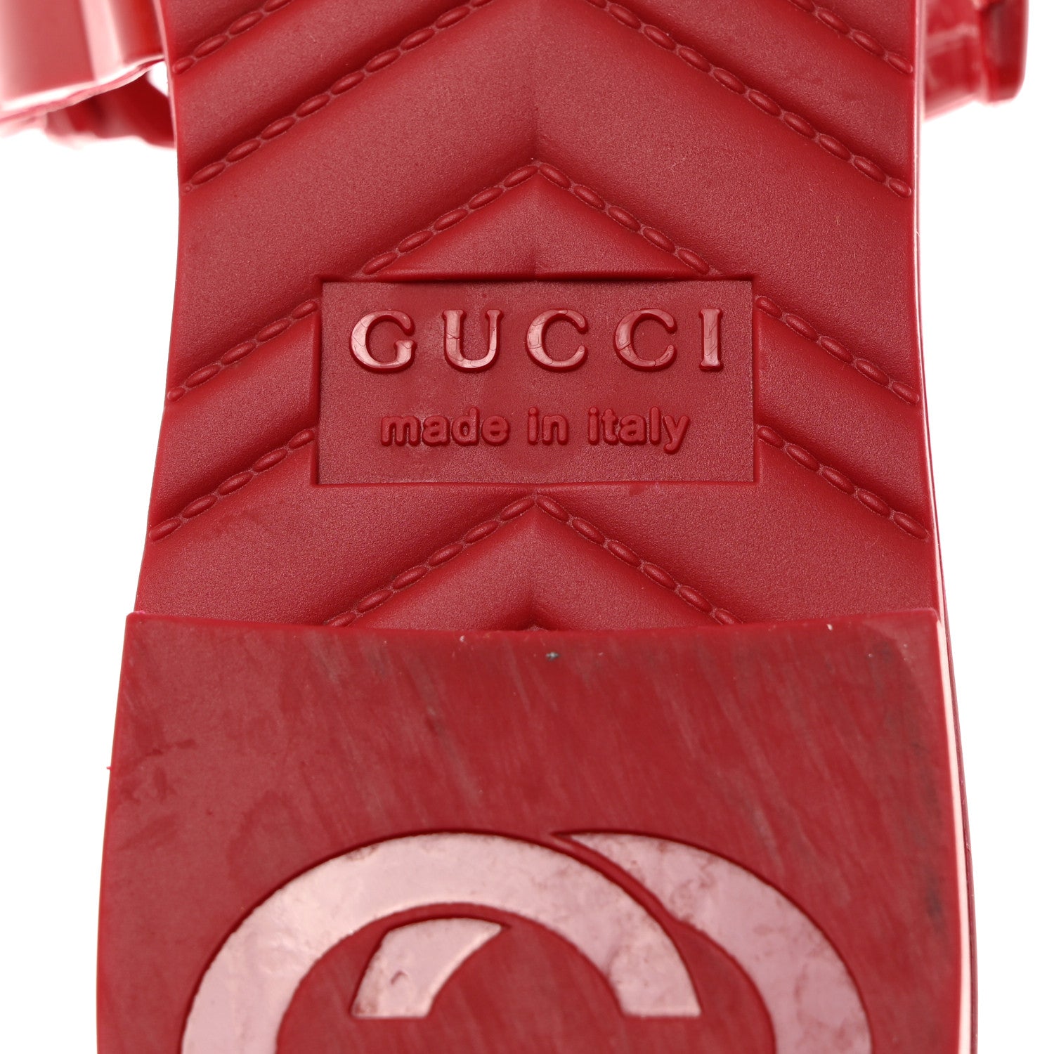 Gucci Rubber Womens Slide Sandals 36 Hibiscus Red 6 of 10