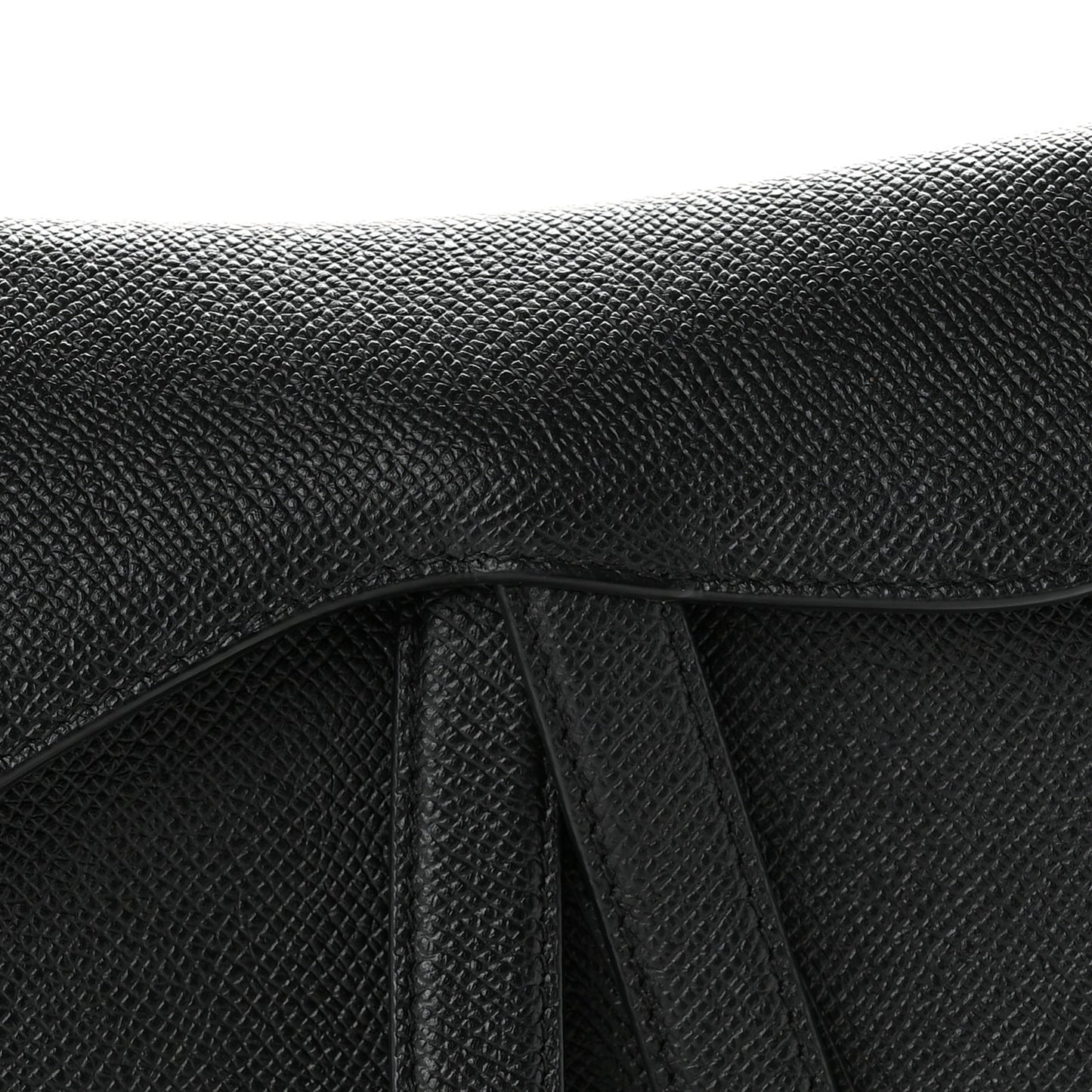 Grained Calfskin Mini Saddle Bag Black
