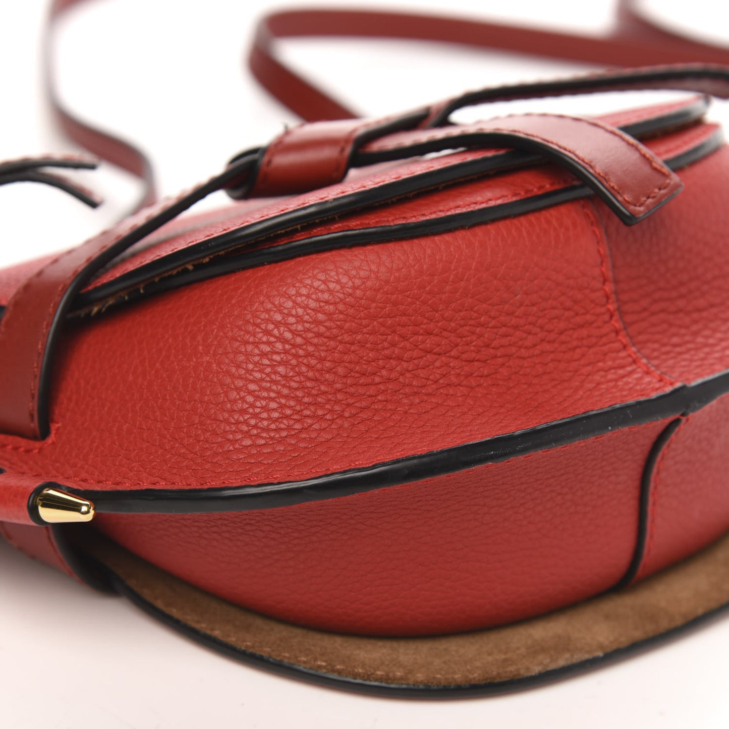Grained Calfskin Mini Gate Crossbody Bag Scarlet Burnt Red