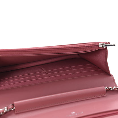Chanel Lambskin Quilted Wallet On Chain WOC Dark Pink 5 of 12