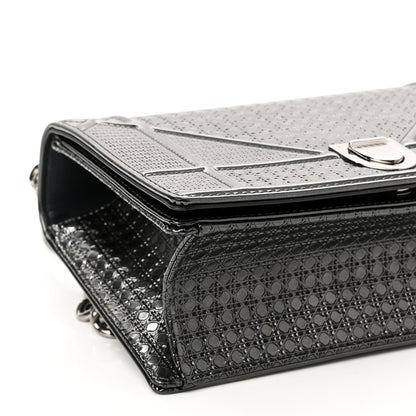Christian Dior Metallic Patent Micro-Cannage Small Diorama Flap Bag Onyx Black 9 of 10