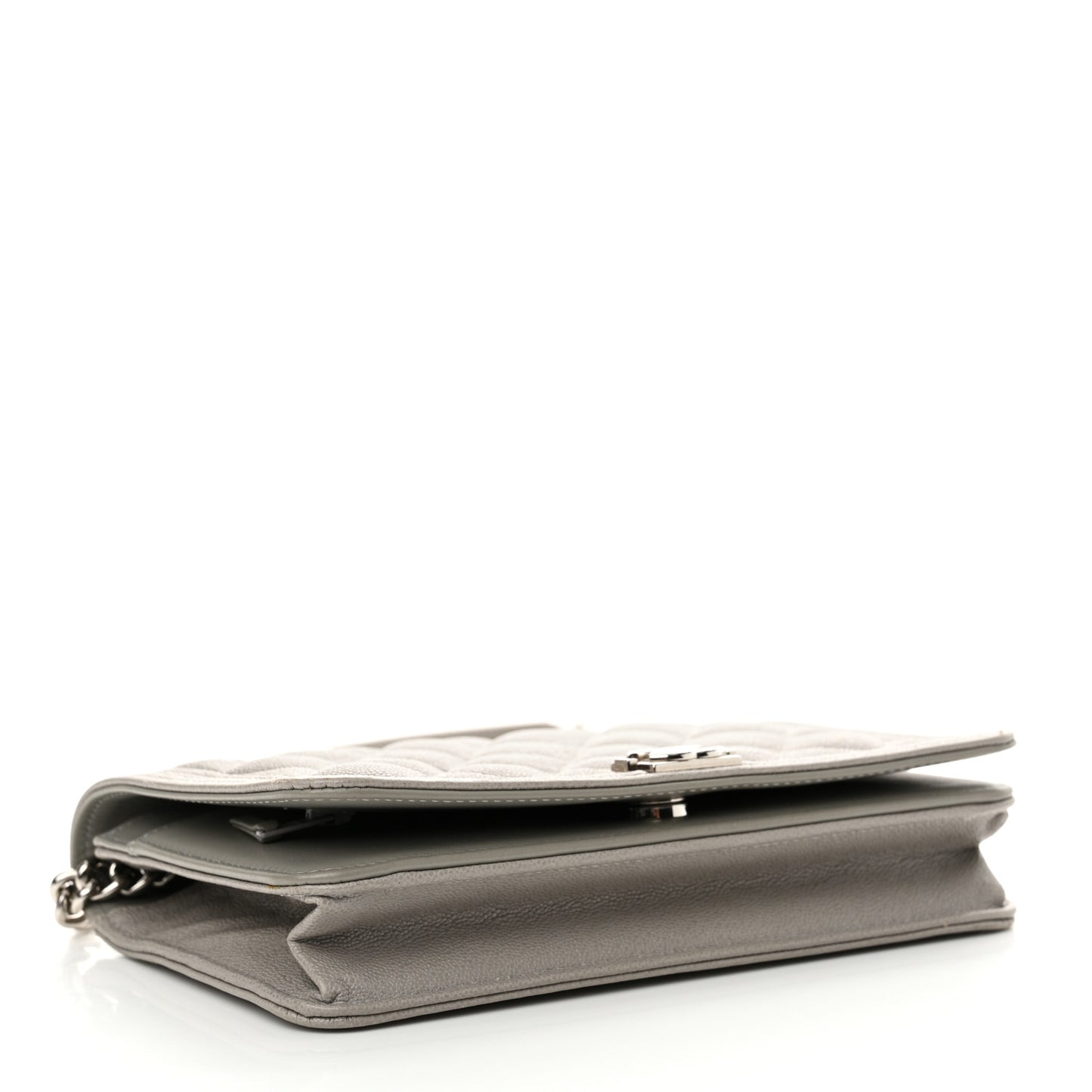 Caviar Quilted Boy Wallet On Chain WOC Grey