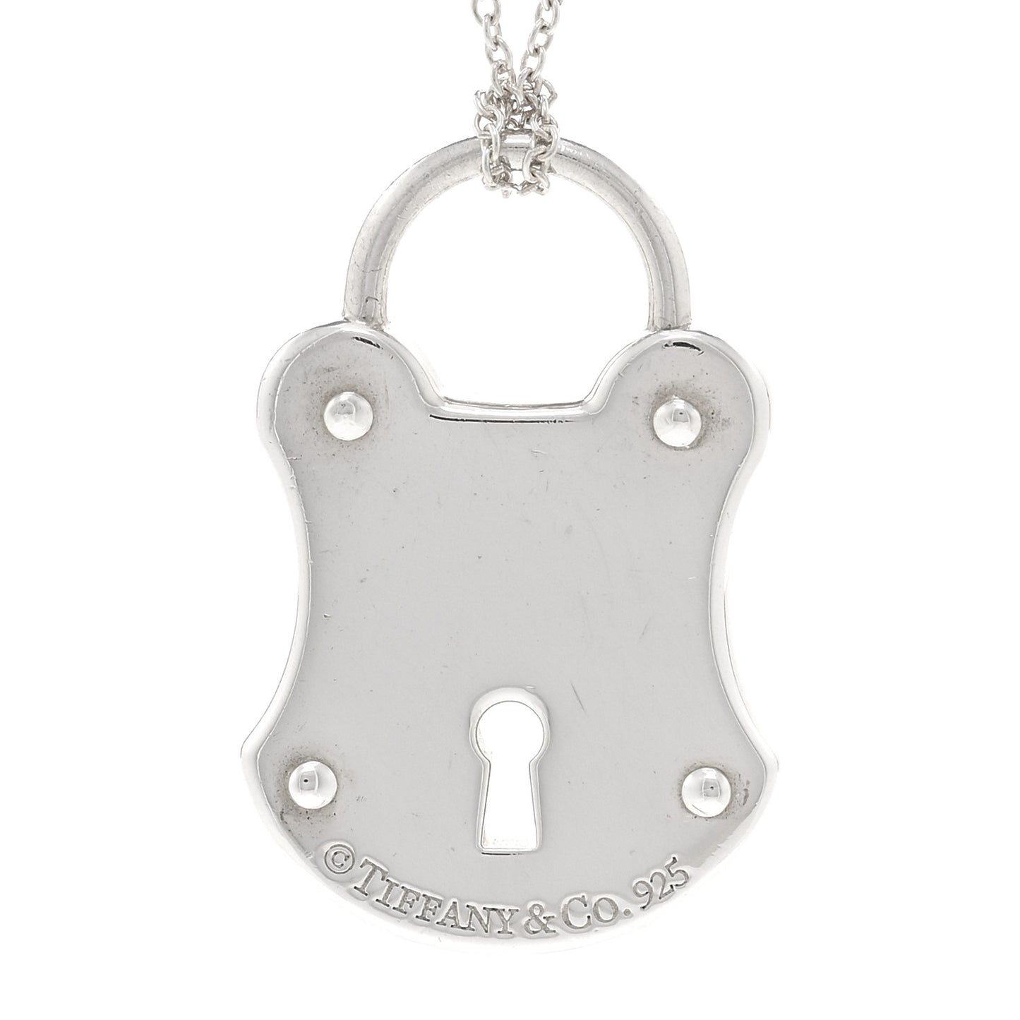 Sterling Silver Diamond Lock Pendant Necklace