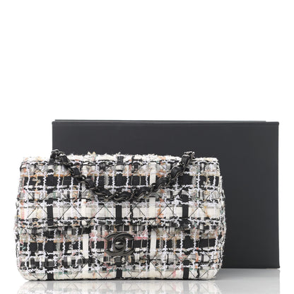 Chanel Tweed Quilted Mini Rectangular Flap White Black Multicolor 12 of 12