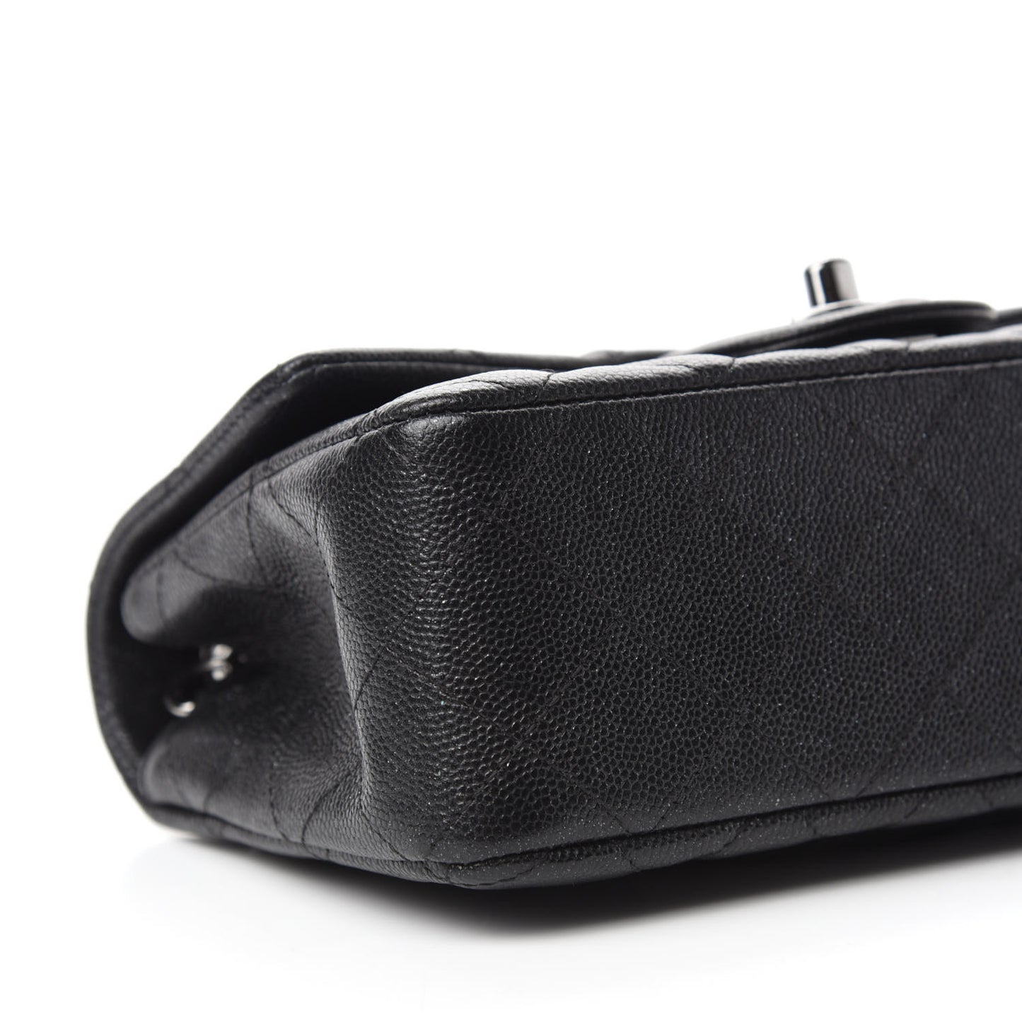 Iridescent Caviar Quilted Mini Rectangular Flap Black