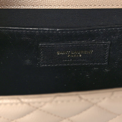 Saint Laurent Grain De Poudre Textured Mixed Matelasse Medium Triquilt Monogram Satchel Dark Latte 6 of 8
