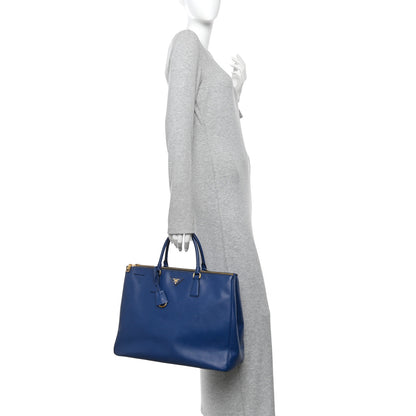 Prada Saffiano Lux Extra Large Galleria Double Zip Tote Bluette 2 of 14