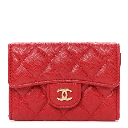 Chanel Caviar Quilted Flap Card Holder Wallet Red 1 of 9