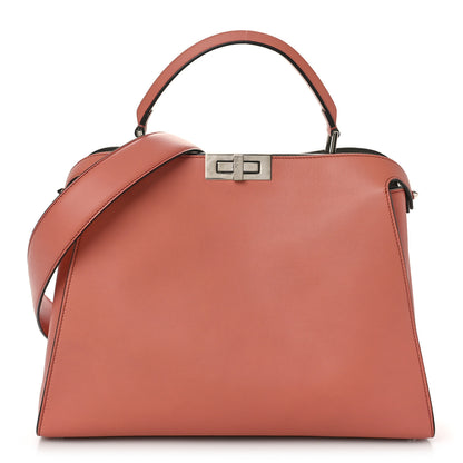 Fendi Vitello Tahiti Burro Large Peekaboo Iconic Essentially Satchel Macaron Foresta 1 of 10