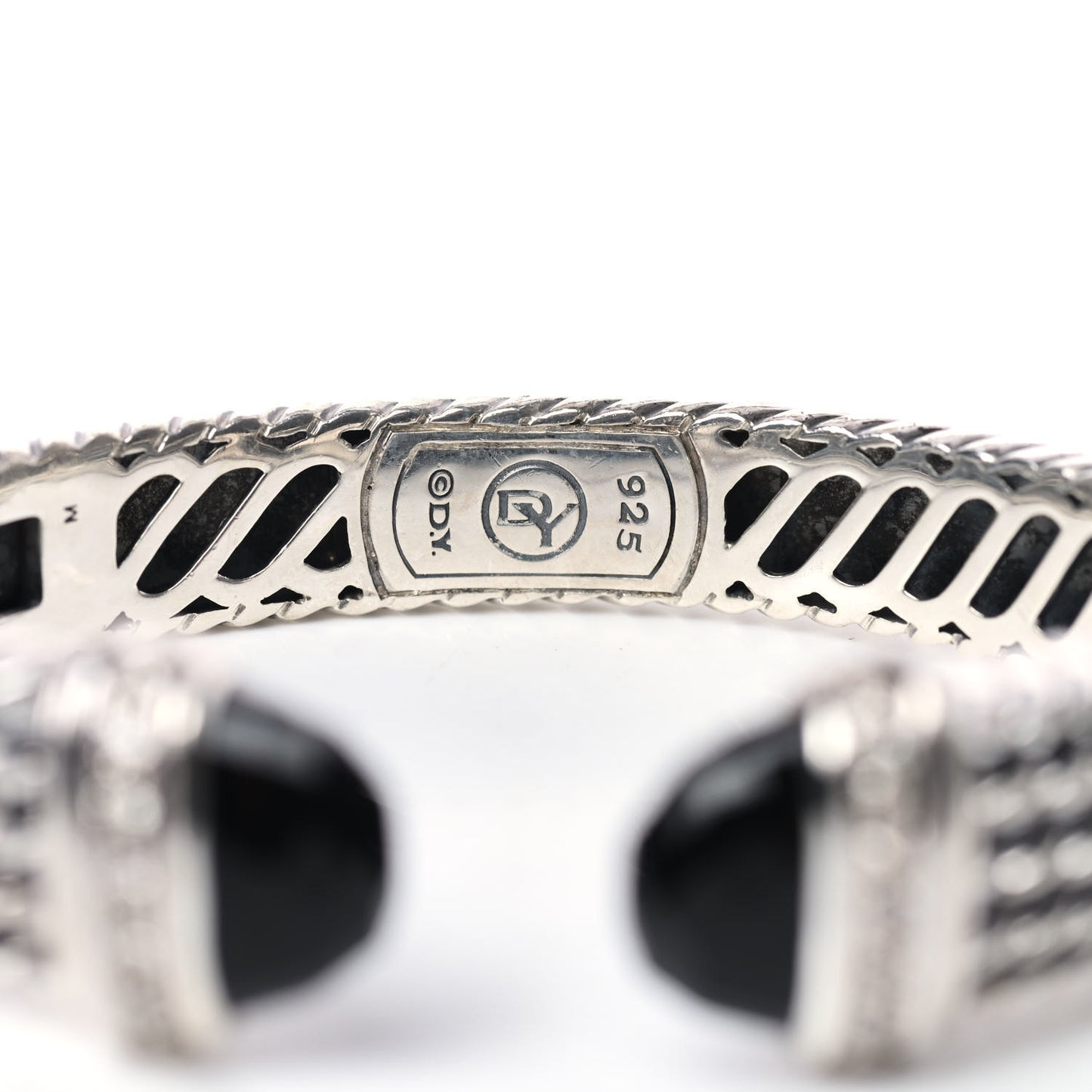 Sterling Silver Diamond Black Onyx 10mm Wheaton Cuff Bracelet