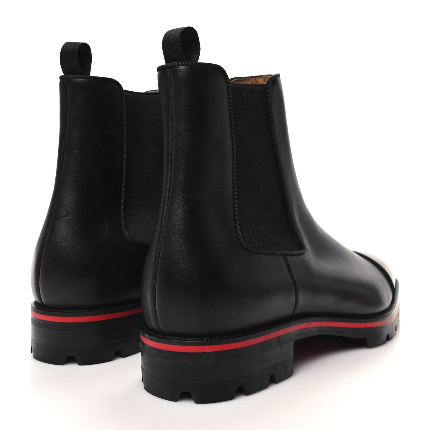 Calfskin Mens Melon Flat Chelsea Boots 45.5 Black