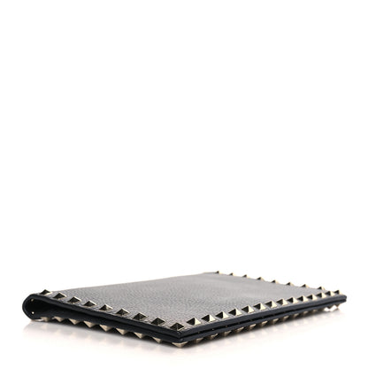 Valentino Garavani Pebbled Calfskin Rockstud Flap Clutch Black 5 of 8