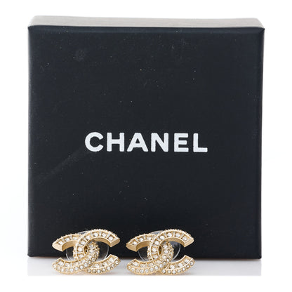 Chanel Crystal Timeless CC Earrings Light Gold 5 of 5