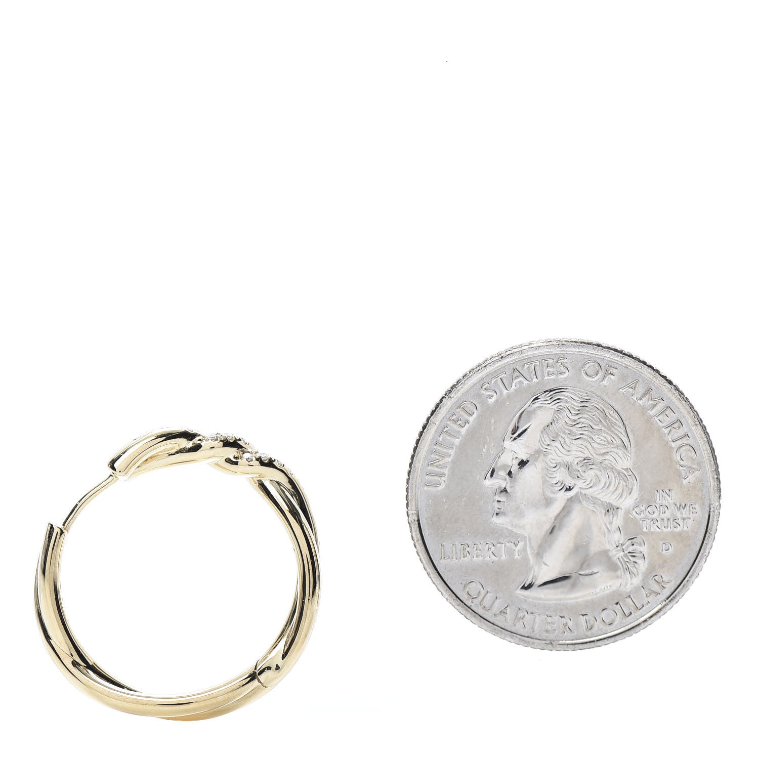 David Yurman 18K Yellow Gold Diamond 21mm Continuous Hoop Earrings 3 of 5