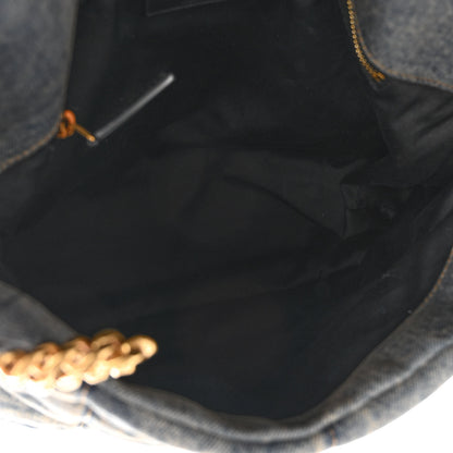 Saint Laurent Denim Quilted Medium Loulou Puffer Monogram Chain Satchel Blue Cinnamon 5 of 9