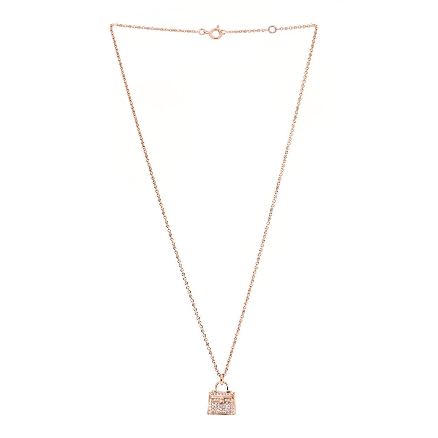 18K Rose Gold Diamond Kelly Amulette Pendant Necklace