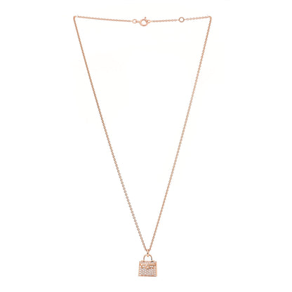 Hermes 18K Rose Gold Diamond Kelly Amulette Pendant Necklace 3 of 5
