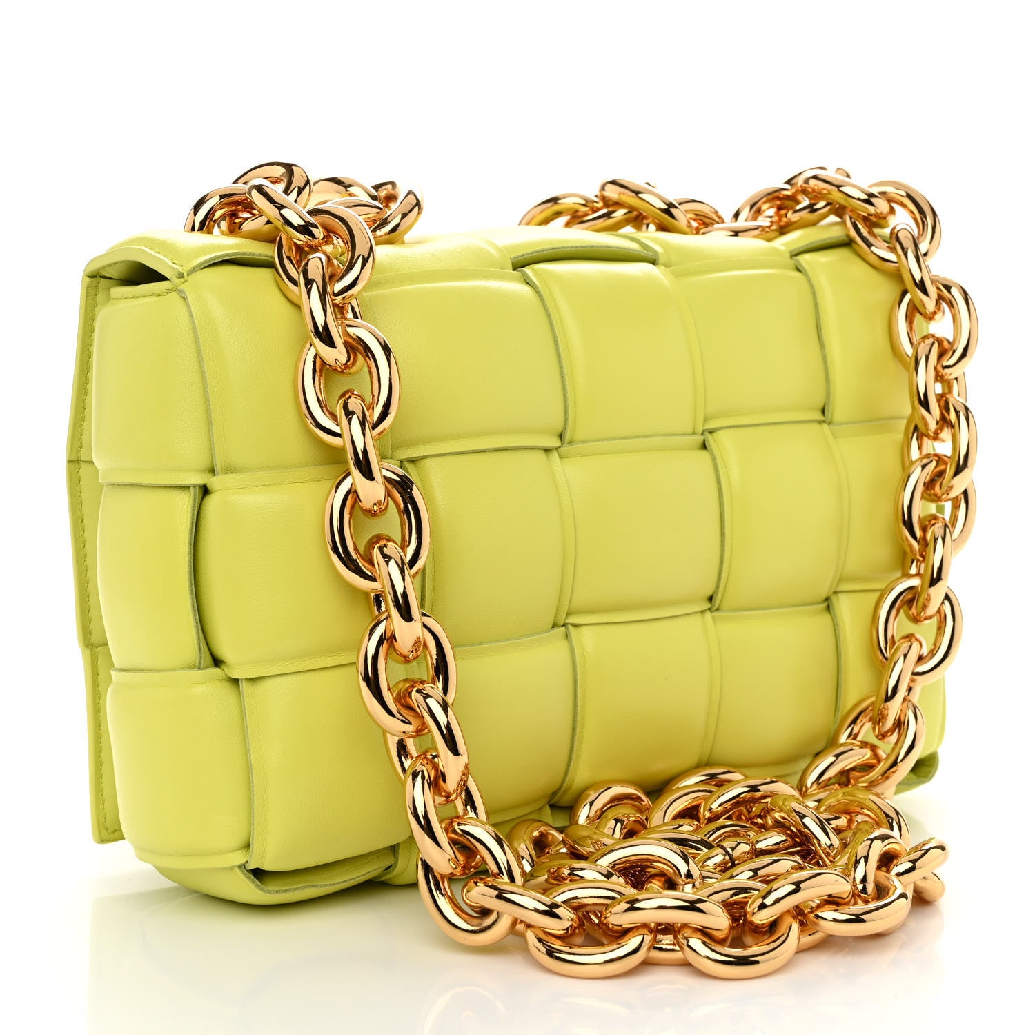 Bottega Veneta Lambskin Maxi Intreccio Padded Chain Cassette Crossbody Bag Kiwi 2 of 8