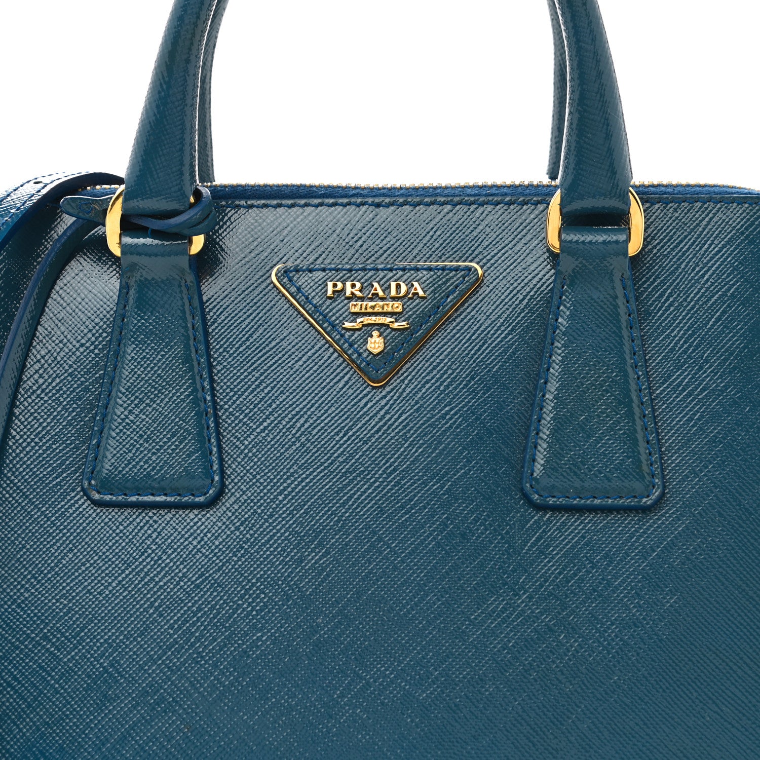 Prada Saffiano Vernice Small Promenade Tote Azzurro 8 of 10