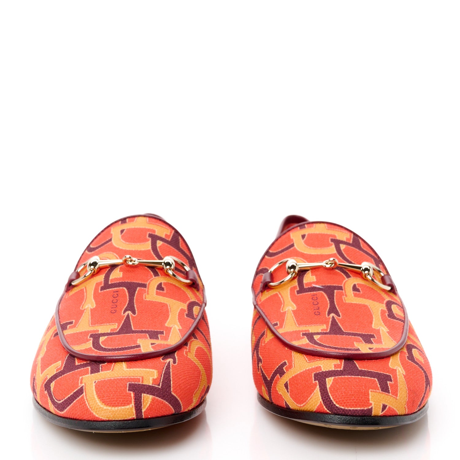 Gucci Canvas Horsebit Womens Jordaan Loafers 39.5 Orange Multicolor 3 of 10
