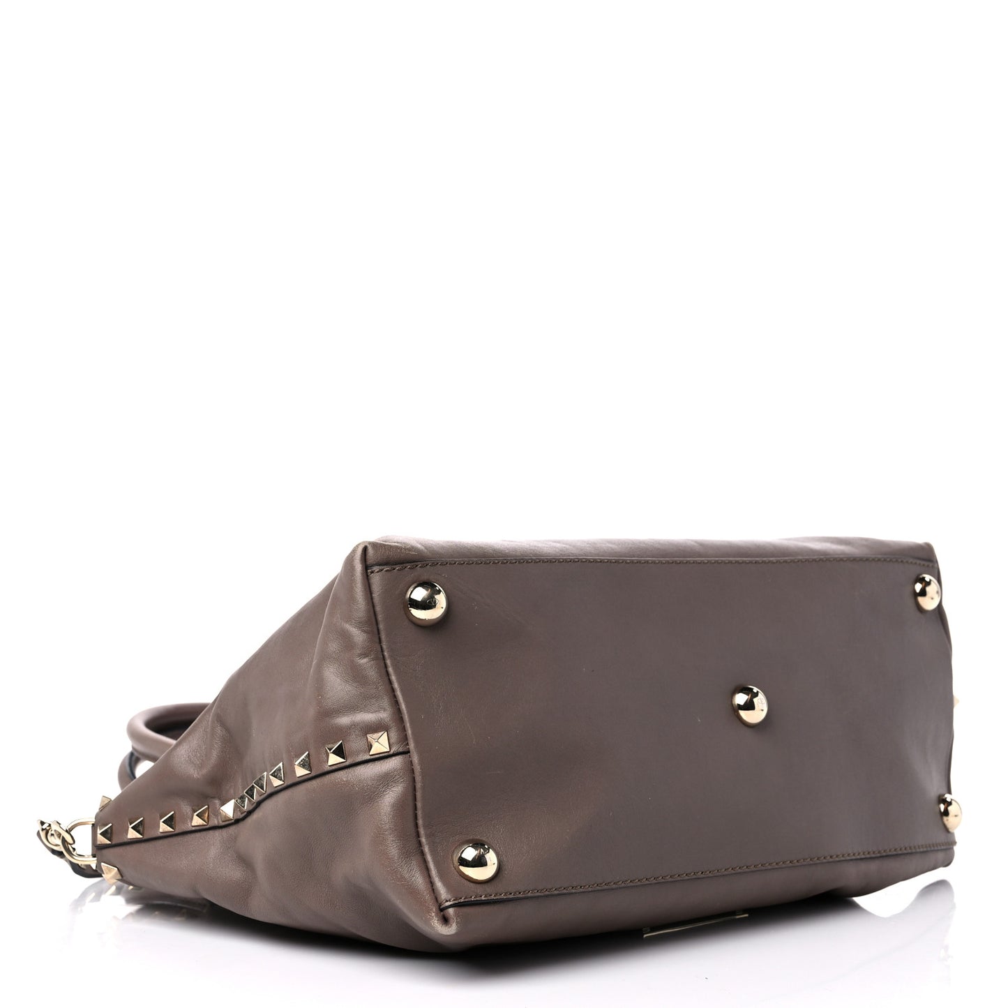 Vitello Rockstud Dome Satchel Taupe