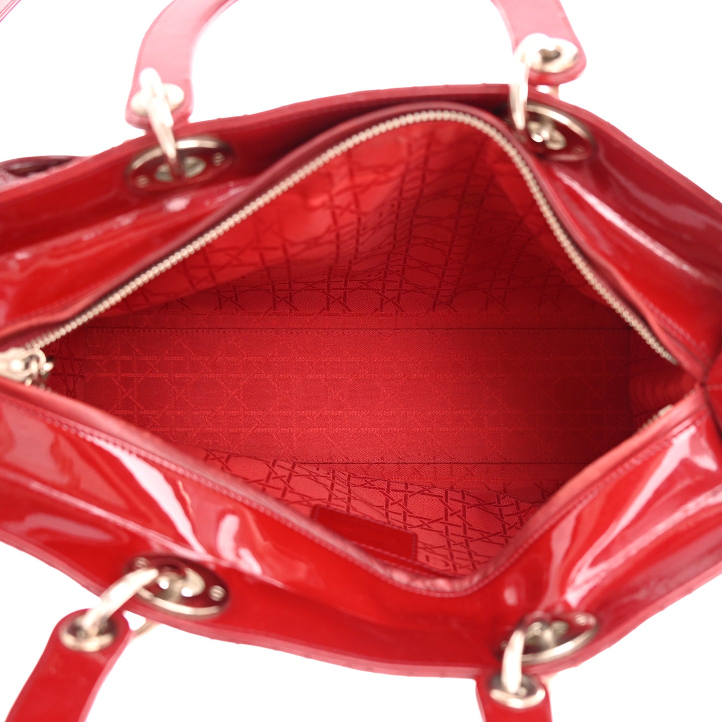 Patent Cannage Large Lady Dior Red