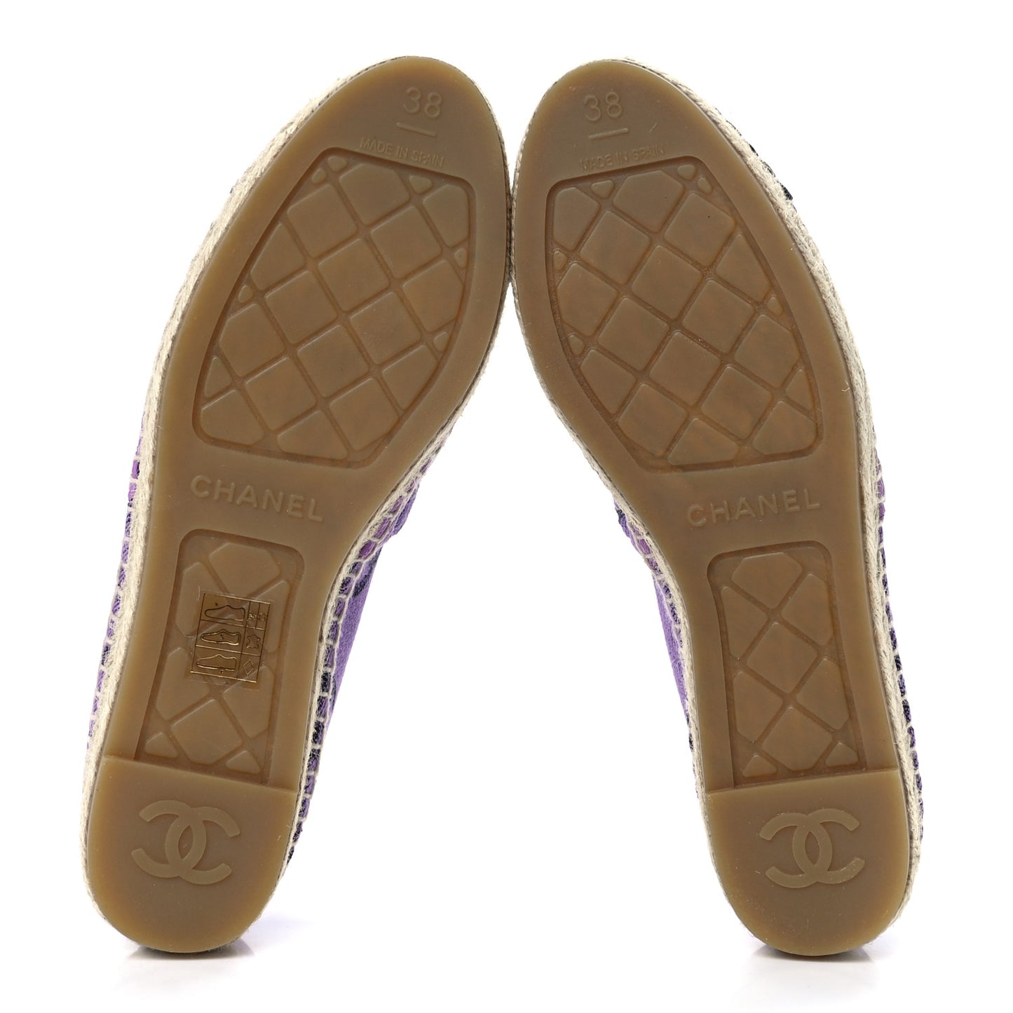 Cotton Jacquard Grosgrain CC Print Espadrilles 38 Purple Black