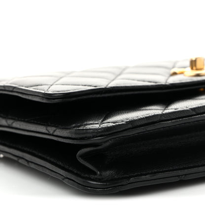 Chanel Lambskin Quilted CC Pearl Crush Wallet on Chain WOC Black 10 of 11