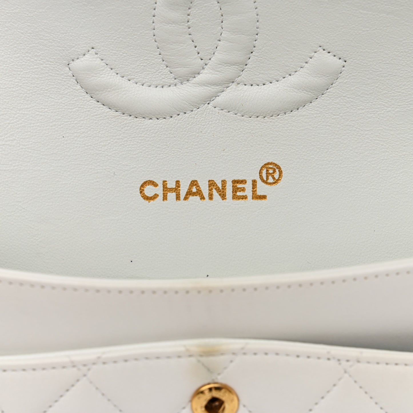 Lambskin Quilted Medium Double Flap White
