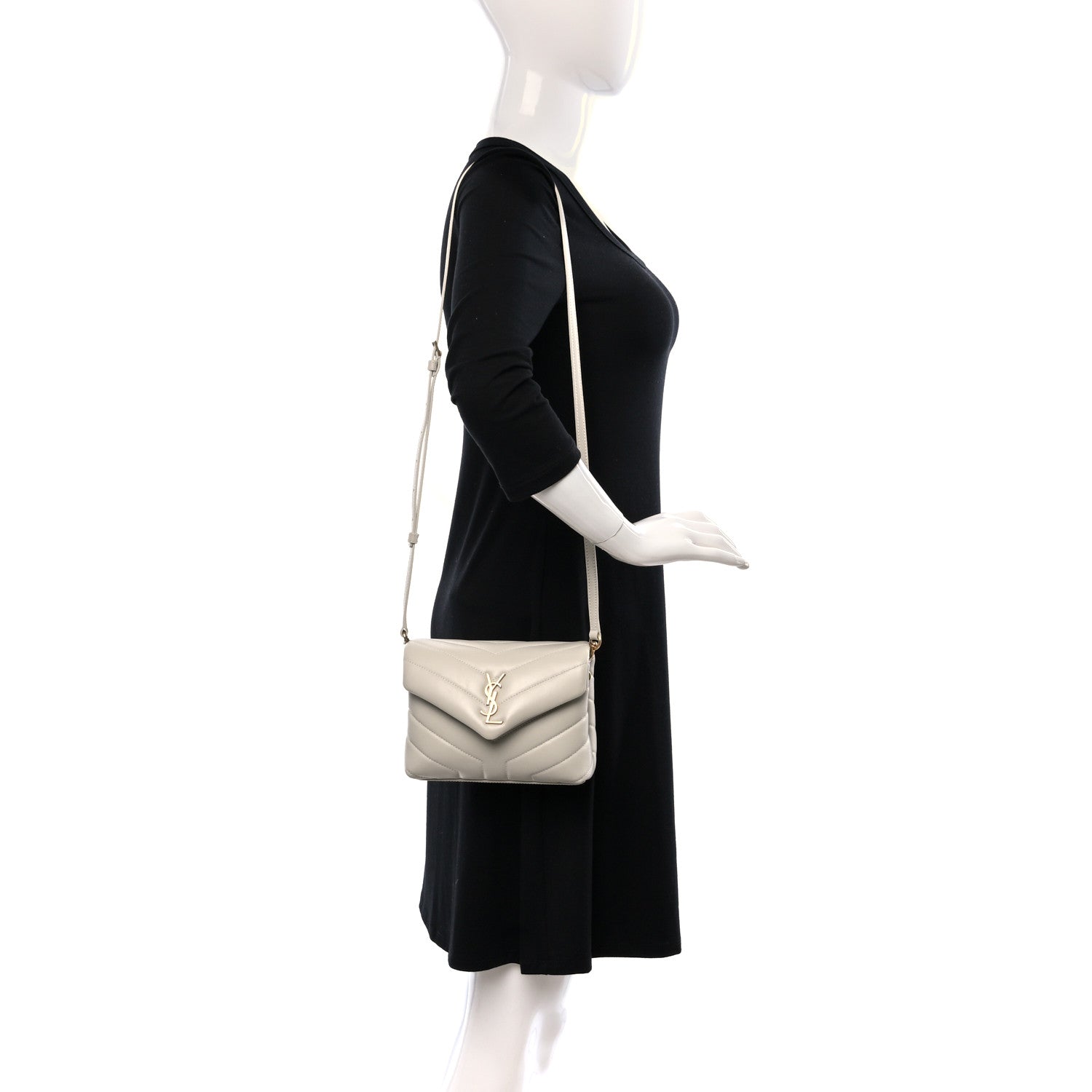 Saint Laurent Calfskin Y Quilted Monogram Toy Loulou Crossbody Bag Crema Soft 2 of 11