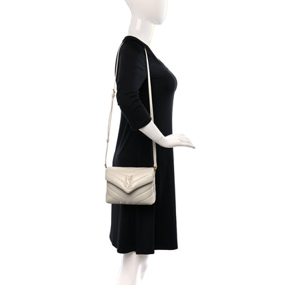 Saint Laurent Calfskin Y Quilted Monogram Toy Loulou Crossbody Bag Crema Soft 2 of 11