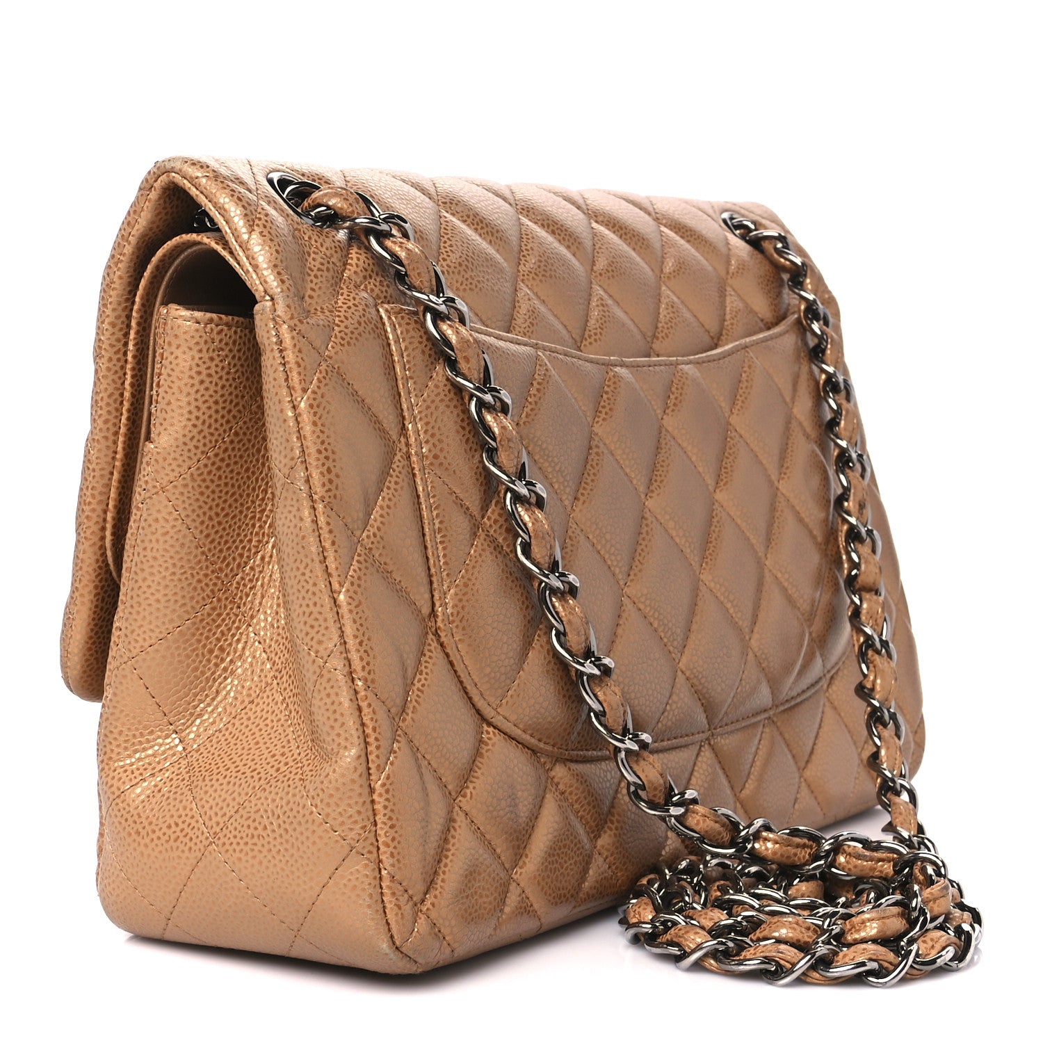 Chanel Metallic Caviar Quilted Jumbo Double Flap Copper 3 of 13