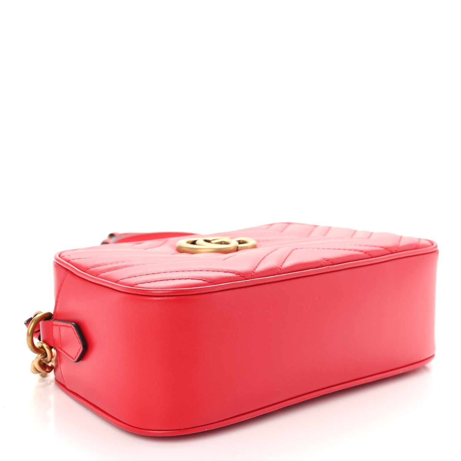 Gucci Calfskin Matelasse Small GG Marmont Chain Shoulder Bag Hibiscus Red 4 of 10