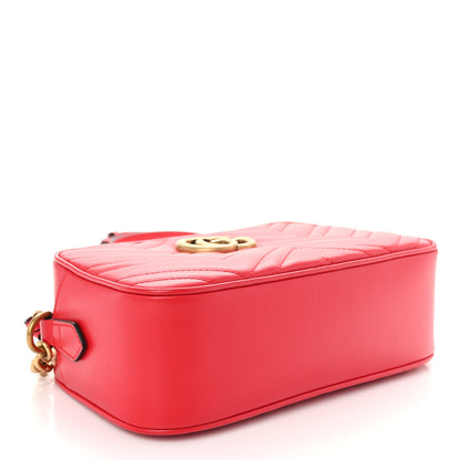 Gucci Calfskin Matelasse Small GG Marmont Chain Shoulder Bag Hibiscus Red 4 of 10